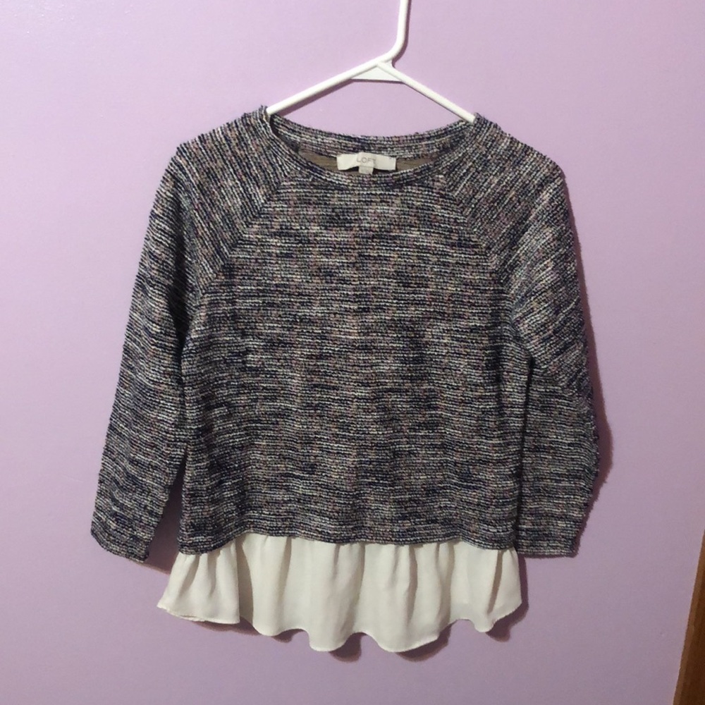 Loft Mixed Pattern Knit Sweater Top